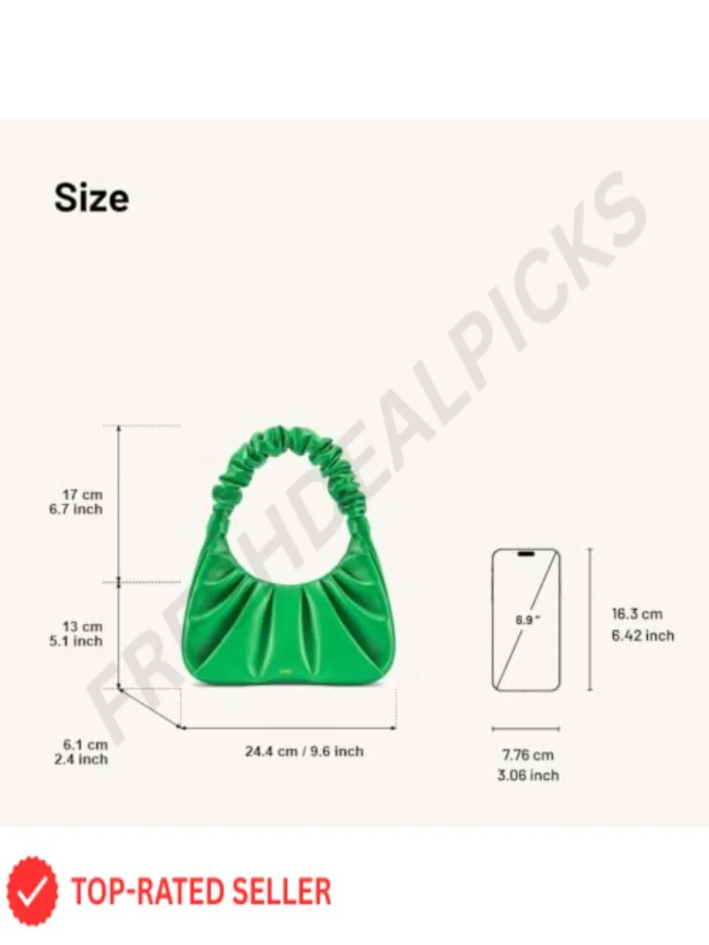 Vegan Leather Ruched Hobo Handbag with Magnet Closure